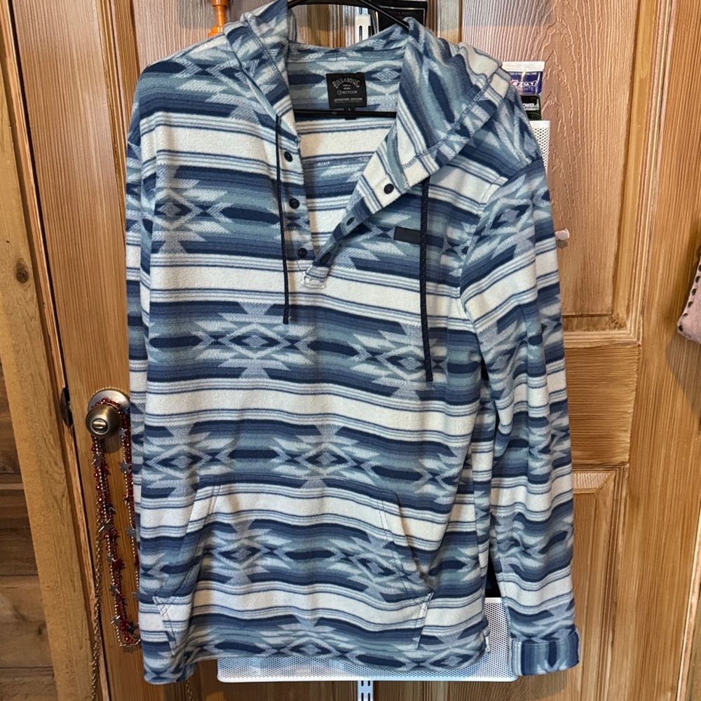 Billabong Blue & White Striped Hooded Pullover